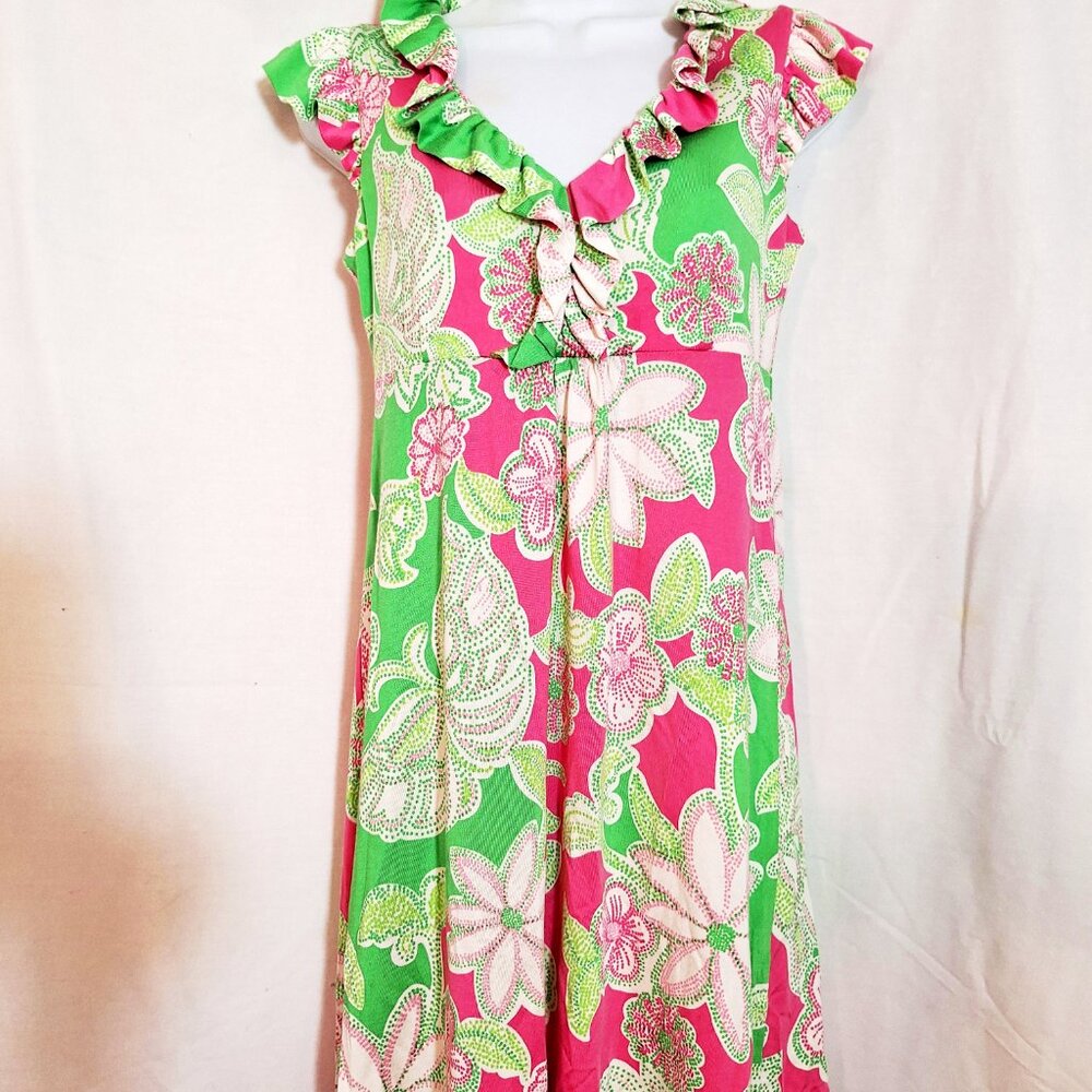 Lilly Pulitzer CLARE Ruffle Jersey Dress  XS HIT THE SPOT